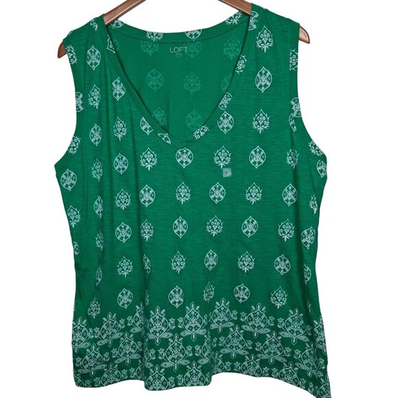 Loft Outlet Tops - Loft Outlat Tank Top WOmen XL Green White Floral Kelly Green Burnout New READ